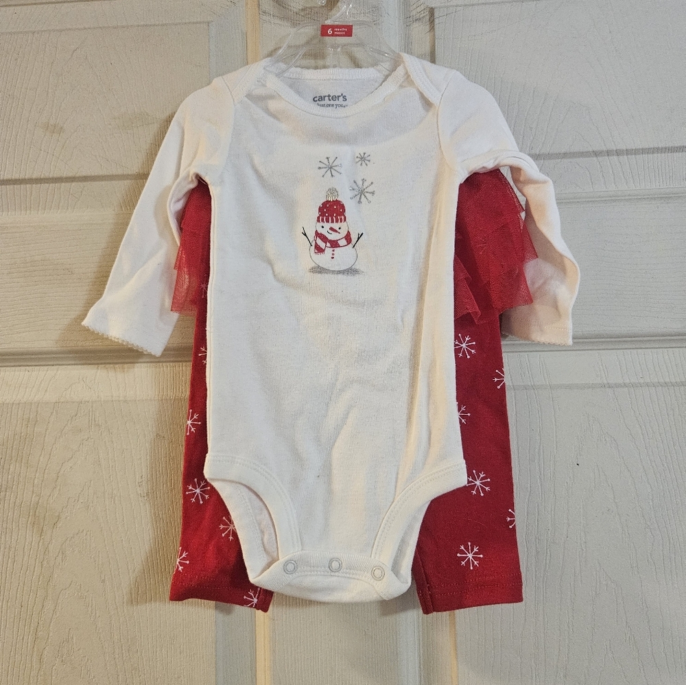 CARTER'S BABY GIRL TWO PIECE CHRISTMAS OUTFIT: EUC: SIZE 6 MTH
